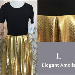 LulaRoe Large Black and Gold Foil Elegant Amelia